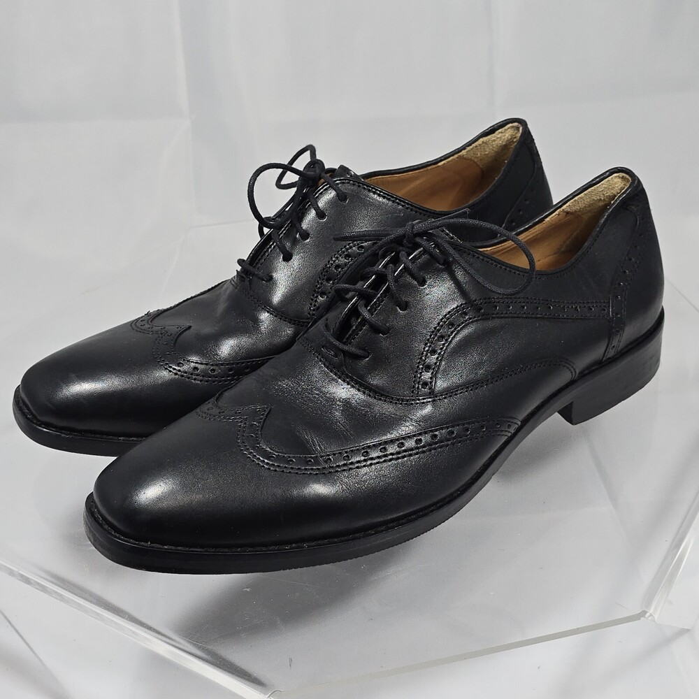 JOHNSTON & MURPHY 11.5 M TYNDALL BLACK WINGTIP LACE UP OXFORD 20-4461 Sheepskin